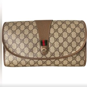 💯 Authentic Gucci Vintage GG Sherry Line PVC Clutch